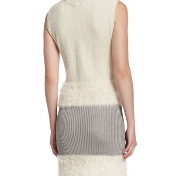 Diane Von Furstenberg Sleeveless Plush Knit Sweater Dress in Ivory / Silver. - Picture 3 of 10
